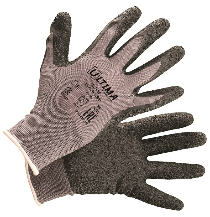 Перчатки нейлоновые с латексным покрытием